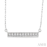 1/5 ctw Round Cut Diamond Stick Pendant in 10K White Gold with Chain